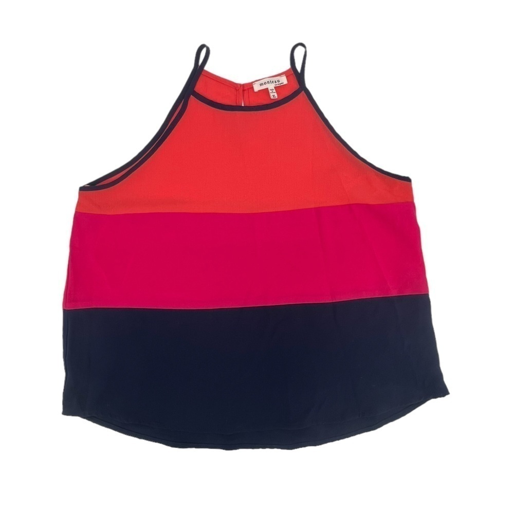 Monteau Orange Pink Blue Spaghetti Strap Blouse Size XL Women's
